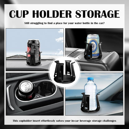 2PCS Car Cup Holder Inserts,2-in-1 Self-Adhesive & Suction Cup Car Cupholder Insert with Adaptive Clamping Arms,Universal Cups Holder Expander for Most Cars/Trucks/SUVs