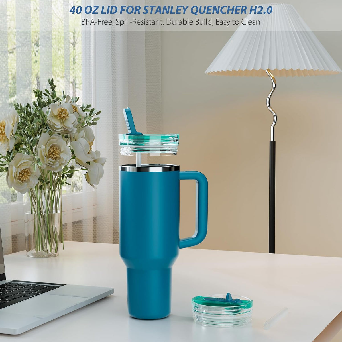 2 Pack 40 oz Flip Straw Lid Only for STANLEY ProTour Tumbler