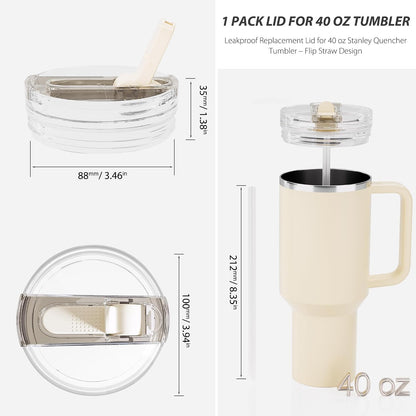 2 Pack 40 oz Flip Straw Lid Only for STANLEY ProTour Tumbler