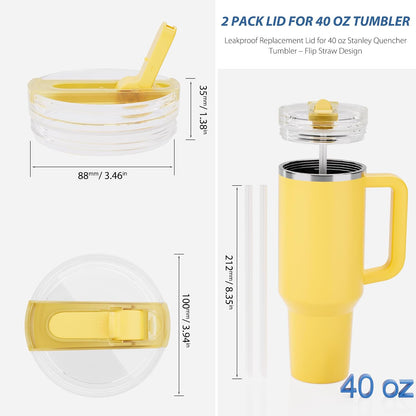2 Pack 40 oz Flip Straw Lid Only for STANLEY ProTour Tumbler