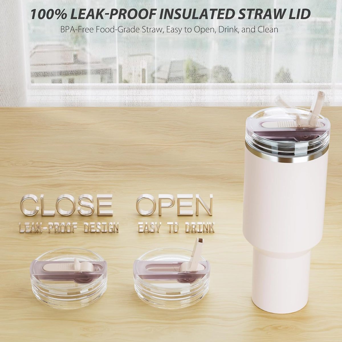 2 Pack 40 oz Flip Straw Lid Only for STANLEY ProTour Tumbler