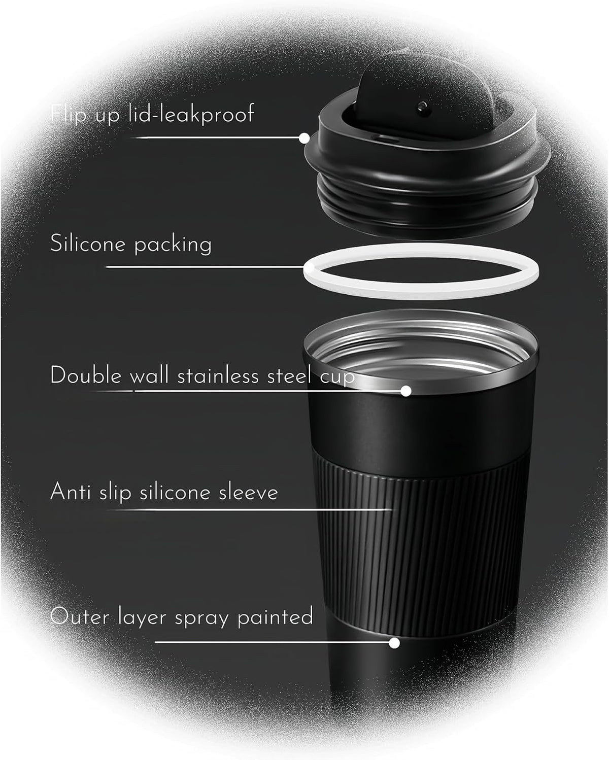 Stainless Steel Insulated Travel Coffee Mug Flip up Tumbler, Double Wall Leak Proof Vacuum Cup Keep Drink Cold and Hot (Blue, 17 Ounces)