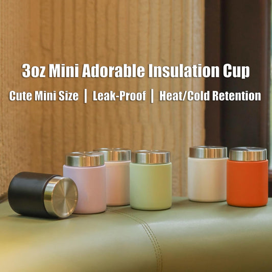 Small Insulated Water Bottle 3oz Mini Travel Mug with Lid, Pocket Cup | Matte finish;Leakproof seal;316 steel interior;Multiple colors;Espresso;Tea;Gym;Office;Hiking;Outdoor;Yoga;Daily carry