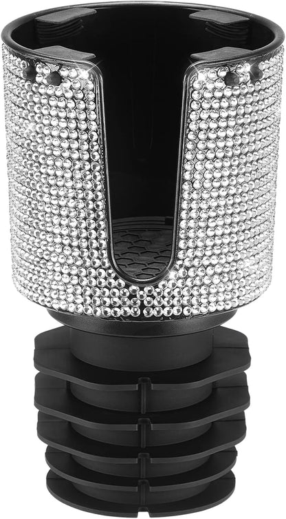 Upgraded Car Cup Holder Expander with Offset Base, Fit for YETI, Hydro Flask, Large Cup Holder Expander for Car Hold 18-40 oz Bottles and Mugs, Other Bottles in 3.4"-3.8"(Bling)