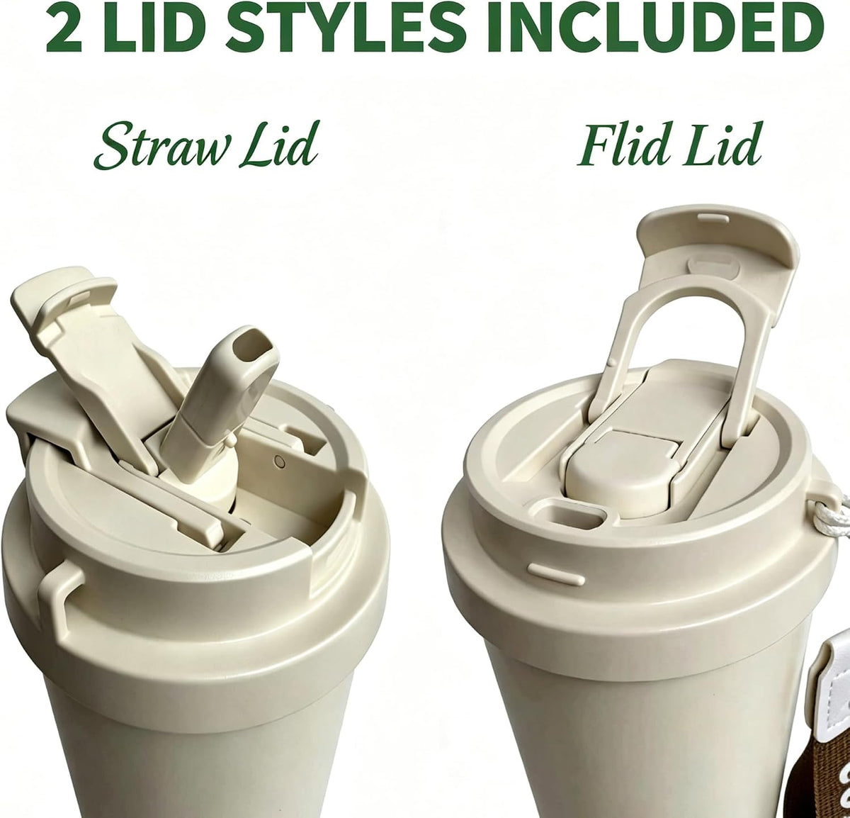 Insulated Coffee Mug with Ceramic Coating, 16oz Iced Coffee Tumbler Cup with Flip Lid and Handle, Double Wall Vacuum Leak-Proof Travel Mug for Office School Party Camping