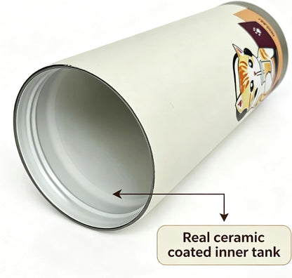 Insulated Coffee Mug with Ceramic Coating, 16oz Iced Coffee Tumbler Cup with Flip Lid and Handle, Double Wall Vacuum Leak-Proof Travel Mug for Office School Party Camping