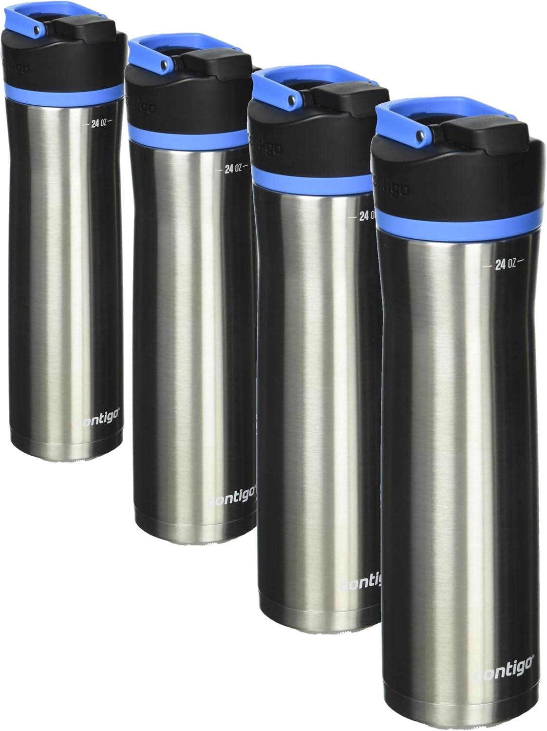 Cortland Chill 2.0 Vacuum-Insulated Stainless Steel Water Bottle, Spill-Proof Sip Technology, Interchangeable Lid, 24oz, Steel/Licorice, Perfect for Fitness Travel Everyday Use