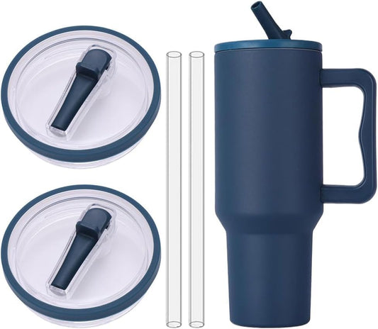 Flip Straw Lid Compatible with Stanley Cup Reusable Lid Spill Proof Tumbler Cover Compatible with Stanley Cup Leak Proof Quencher Straw Cover for 40 Oz Tumbler-2 Pack