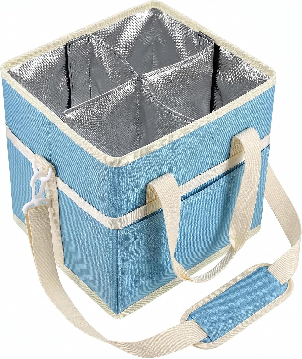 Family Size 4 Compartment Drink Bag with Removable Hard Base | Triple-Layer Oxford Insulated Drink Carrier Bag,7.87x7.87x7.87 Inch,Fits 4 Cups for Travel and Delivery(Pink)