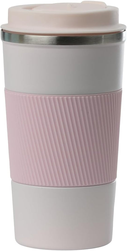 Dominica 18 oz Travel Coffee Mug - Double Wall Vacuum Insulated Stainless Steel Tumbler with Flip Lid, Leak-Proof Coffee Cup with Non-Slip Silicone Base, Hot & Cold Drink Container