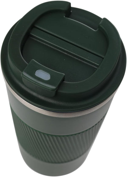 Dominica 18 oz Travel Coffee Mug - Double Wall Vacuum Insulated Stainless Steel Tumbler with Flip Lid, Leak-Proof Coffee Cup with Non-Slip Silicone Base, Hot & Cold Drink Container