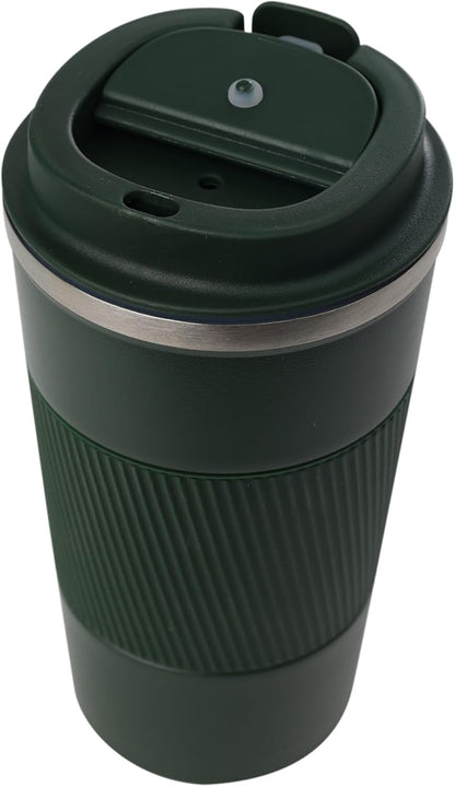 Dominica 18 oz Travel Coffee Mug - Double Wall Vacuum Insulated Stainless Steel Tumbler with Flip Lid, Leak-Proof Coffee Cup with Non-Slip Silicone Base, Hot & Cold Drink Container