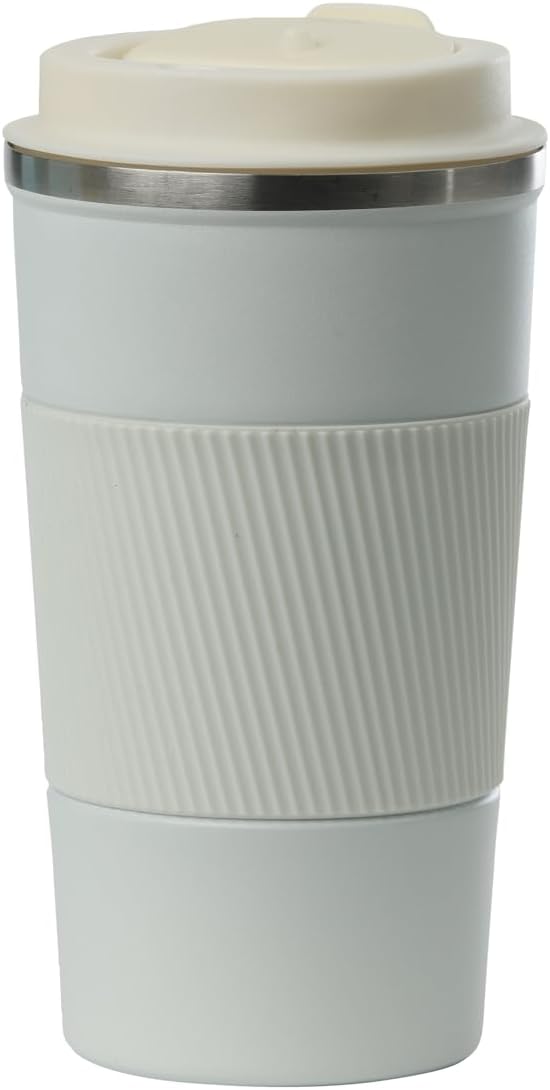 Dominica 18 oz Travel Coffee Mug - Double Wall Vacuum Insulated Stainless Steel Tumbler with Flip Lid, Leak-Proof Coffee Cup with Non-Slip Silicone Base, Hot & Cold Drink Container
