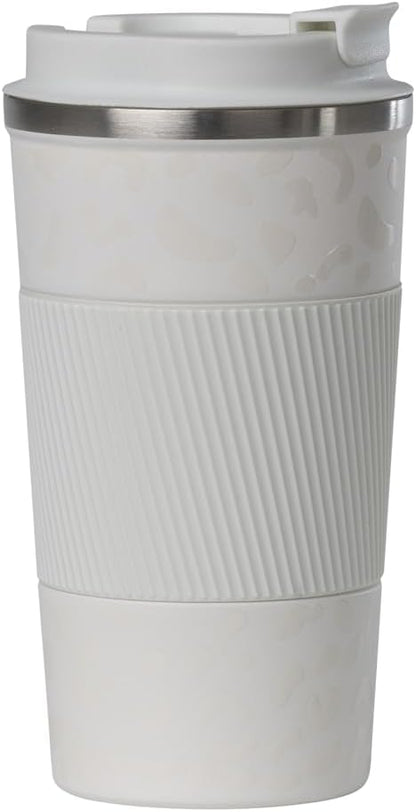 Dominica 18 oz Travel Coffee Mug - Double Wall Vacuum Insulated Stainless Steel Tumbler with Flip Lid, Leak-Proof Coffee Cup with Non-Slip Silicone Base, Hot & Cold Drink Container