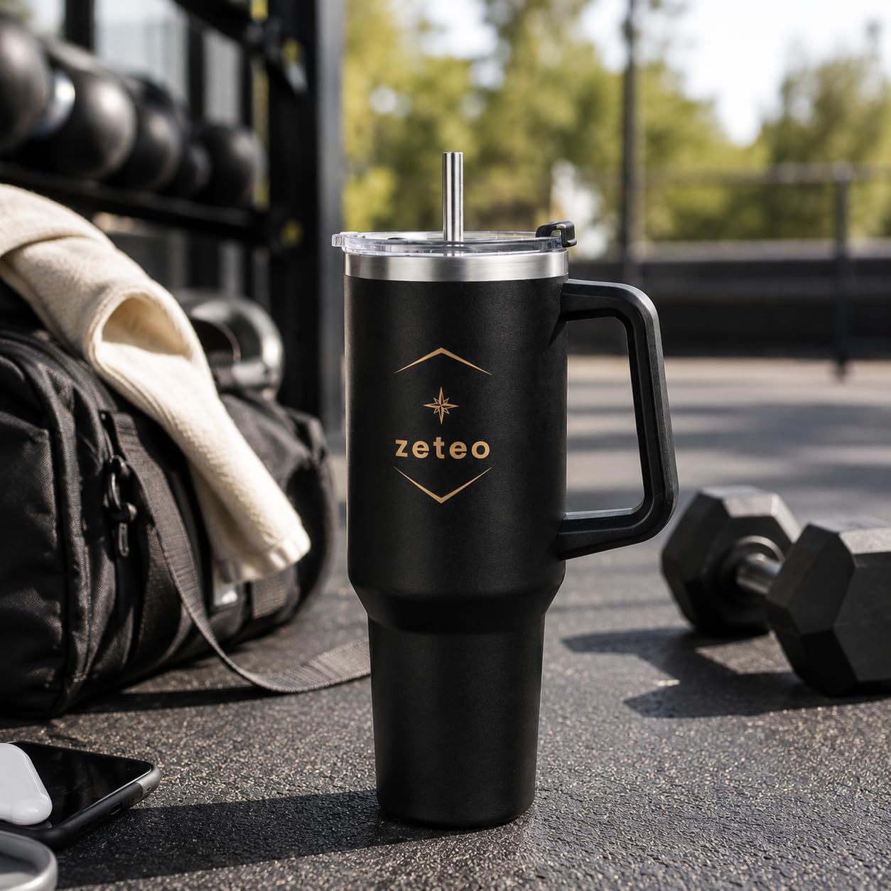 40 oz Insulated Tumbler with Handle and Straw — Stainless Steel Travel Mug for Long Shifts, Gym, Commute & Everyday Use — Vacuum Insulated, Leakproof Lid, BPA-Free, Cup Holder Friendly