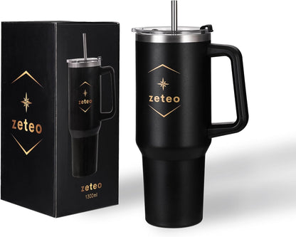 40 oz Insulated Tumbler with Handle and Straw — Stainless Steel Travel Mug for Long Shifts, Gym, Commute & Everyday Use — Vacuum Insulated, Leakproof Lid, BPA-Free, Cup Holder Friendly