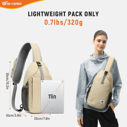 Sling Bag RFID Cross Body Bag Recycled Crossbody Backpack Travel Daypack