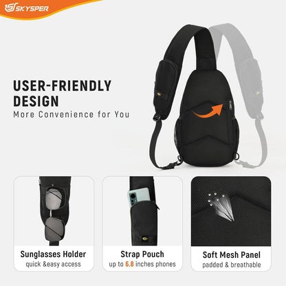 Sling Bag RFID Cross Body Bag Recycled Crossbody Backpack Travel Daypack