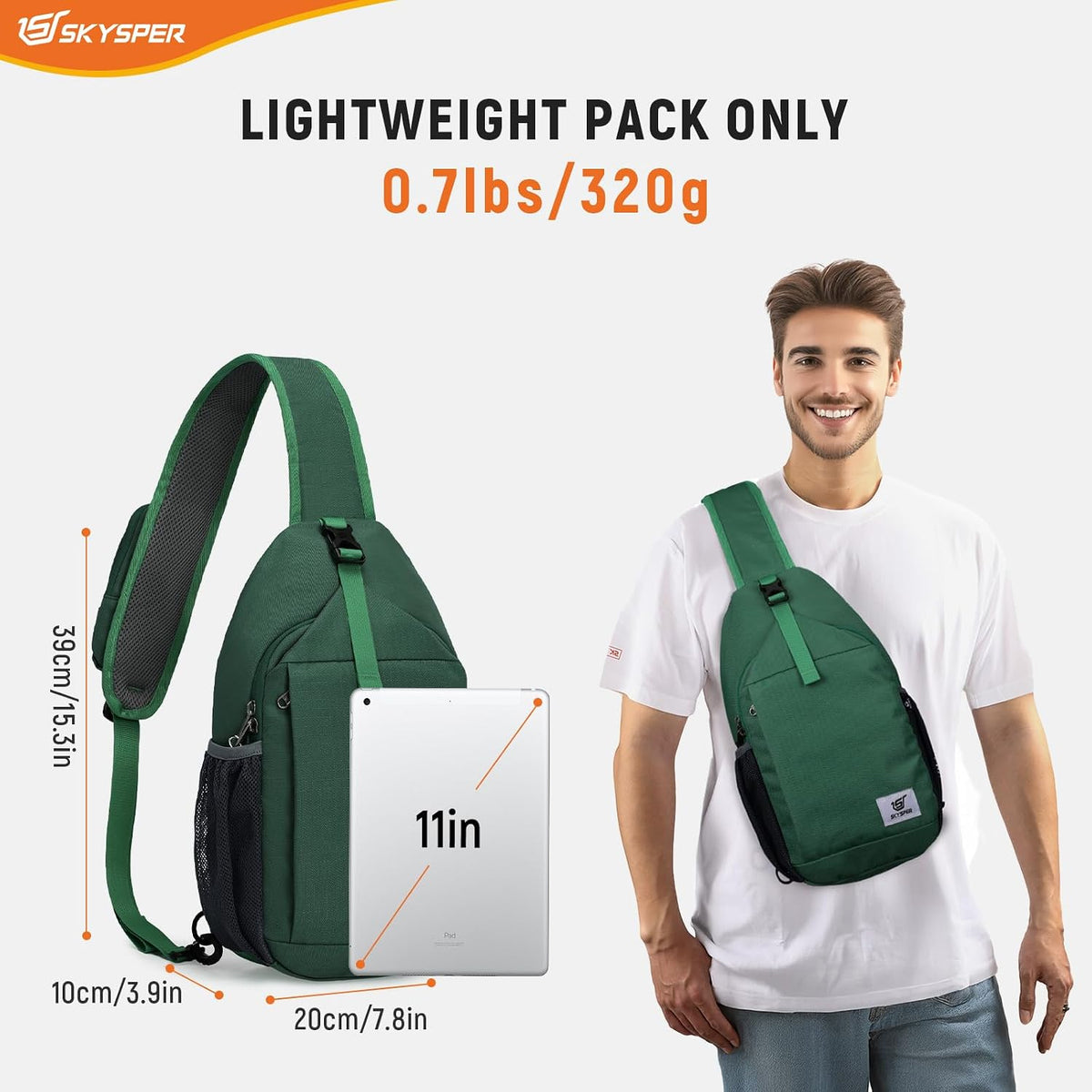 Sling Bag RFID Cross Body Bag Recycled Crossbody Backpack Travel Daypack