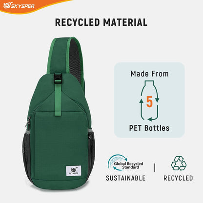 Sling Bag RFID Cross Body Bag Recycled Crossbody Backpack Travel Daypack
