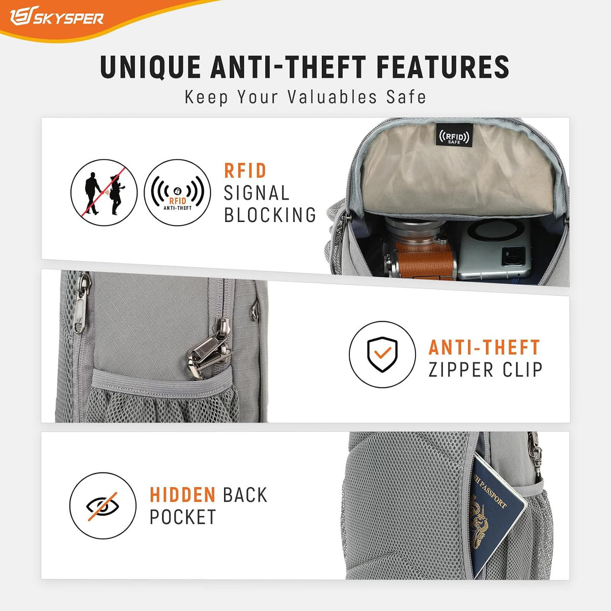 Sling Bag RFID Cross Body Bag Recycled Crossbody Backpack Travel Daypack