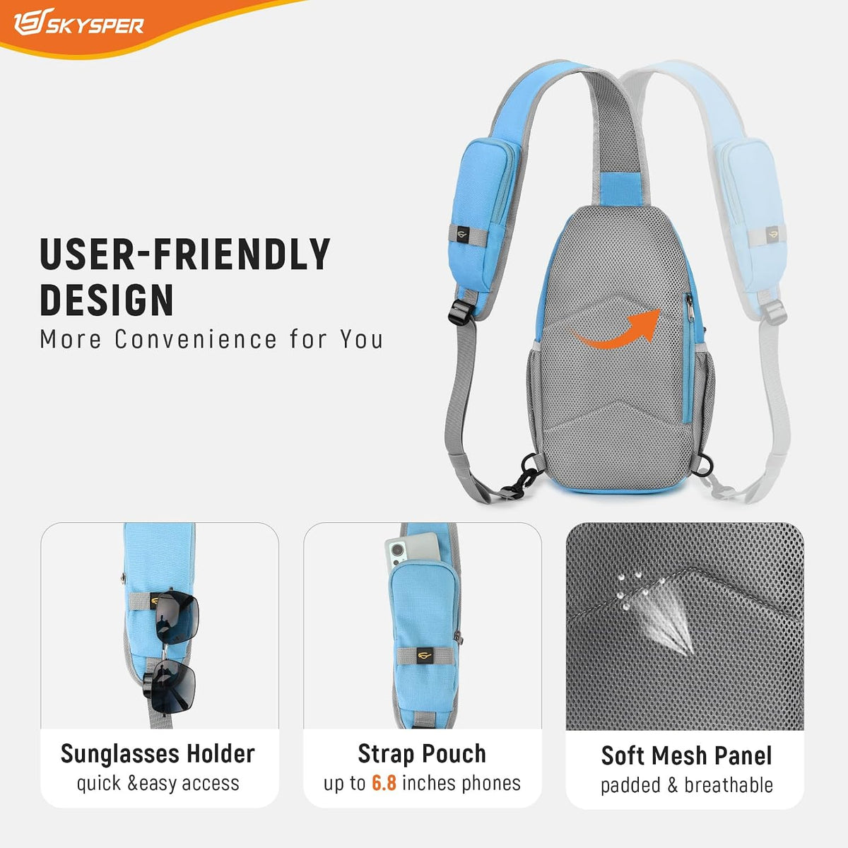 Sling Bag RFID Cross Body Bag Recycled Crossbody Backpack Travel Daypack