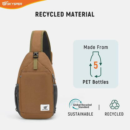 Sling Bag RFID Cross Body Bag Recycled Crossbody Backpack Travel Daypack