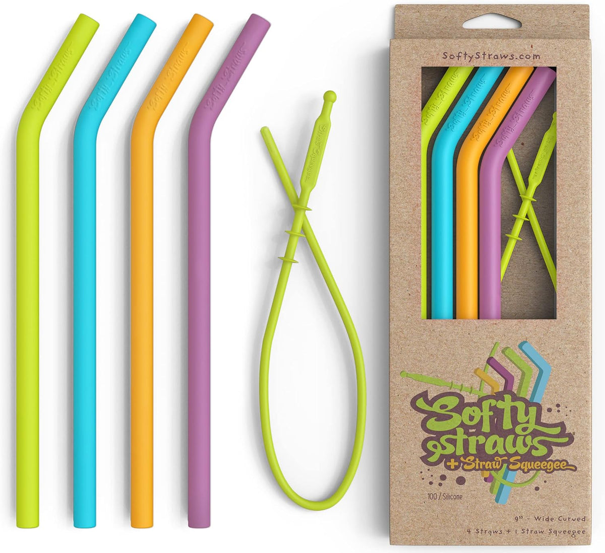 Premium Reusable Stainless Steel Drinking Straws With Silicone Tips + Patented Straw Cleaners and Carrying Case - 9” Long Metal With Curved Bend for 20/30/32oz Tumblers