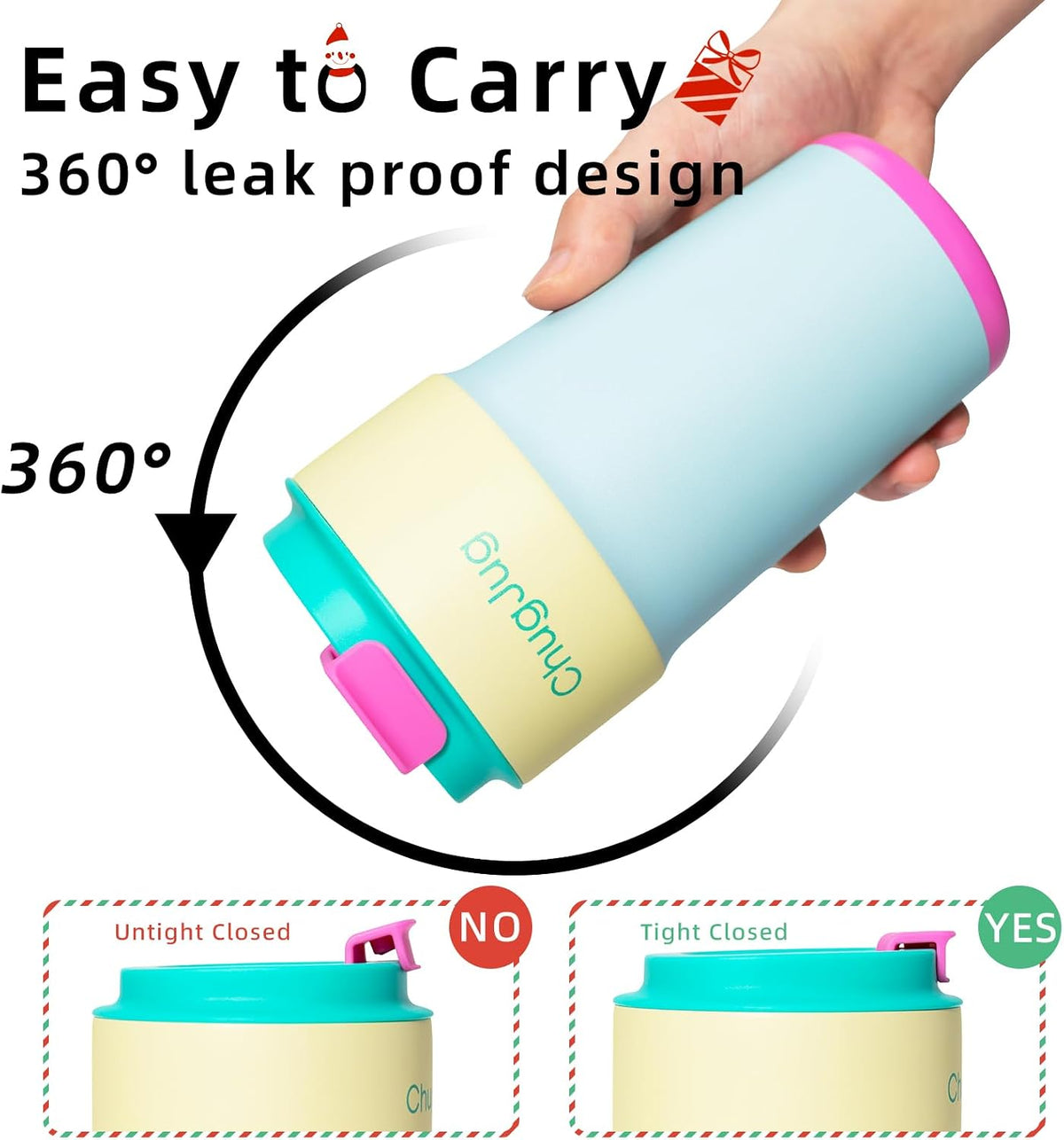 16 oz Travel Coffee Mug with Ceramic Coating, Cute Insulated Tumbler