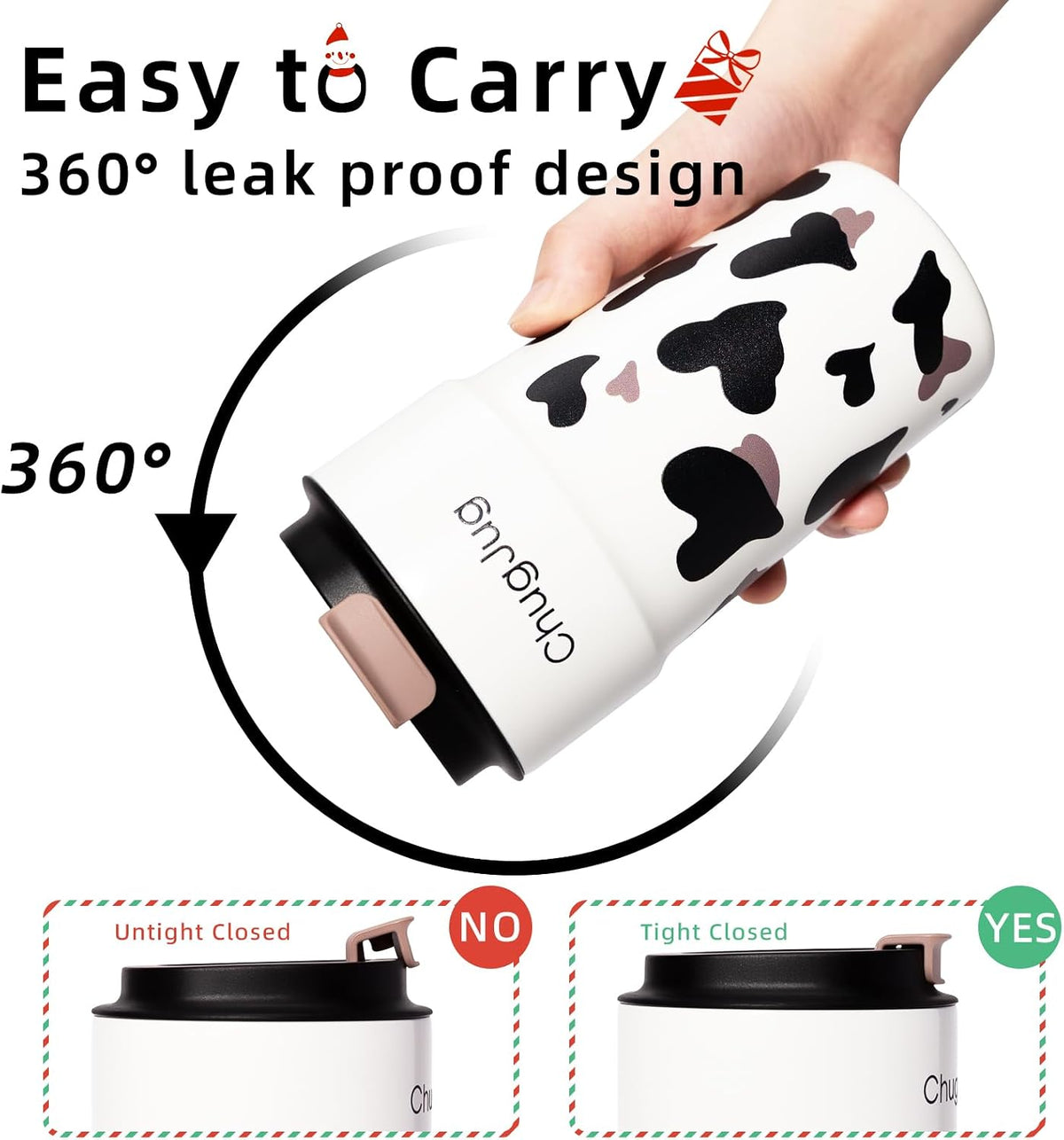 16 oz Travel Coffee Mug with Ceramic Coating, Cute Insulated Tumbler