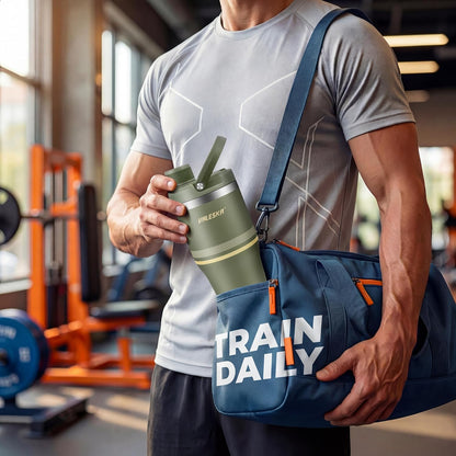 Protein Shaker Bottle | 20oz Insulated Stainless Steel Protein Shaker, BPA Free, Leak Proof, Dishwasher Safe, Perfect for Protein Shakes and Pre Workout | Green