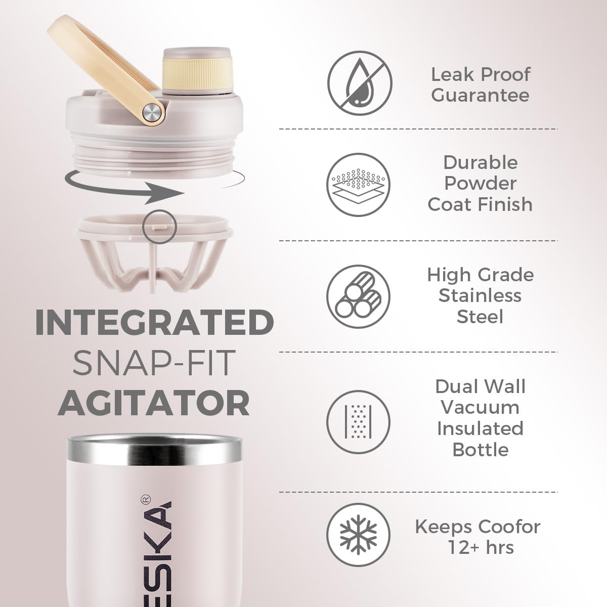 Protein Shaker Bottle | 20oz Insulated Stainless Steel Protein Shaker, BPA Free, Leak Proof, Dishwasher Safe, Perfect for Protein Shakes and Pre Workout | Green