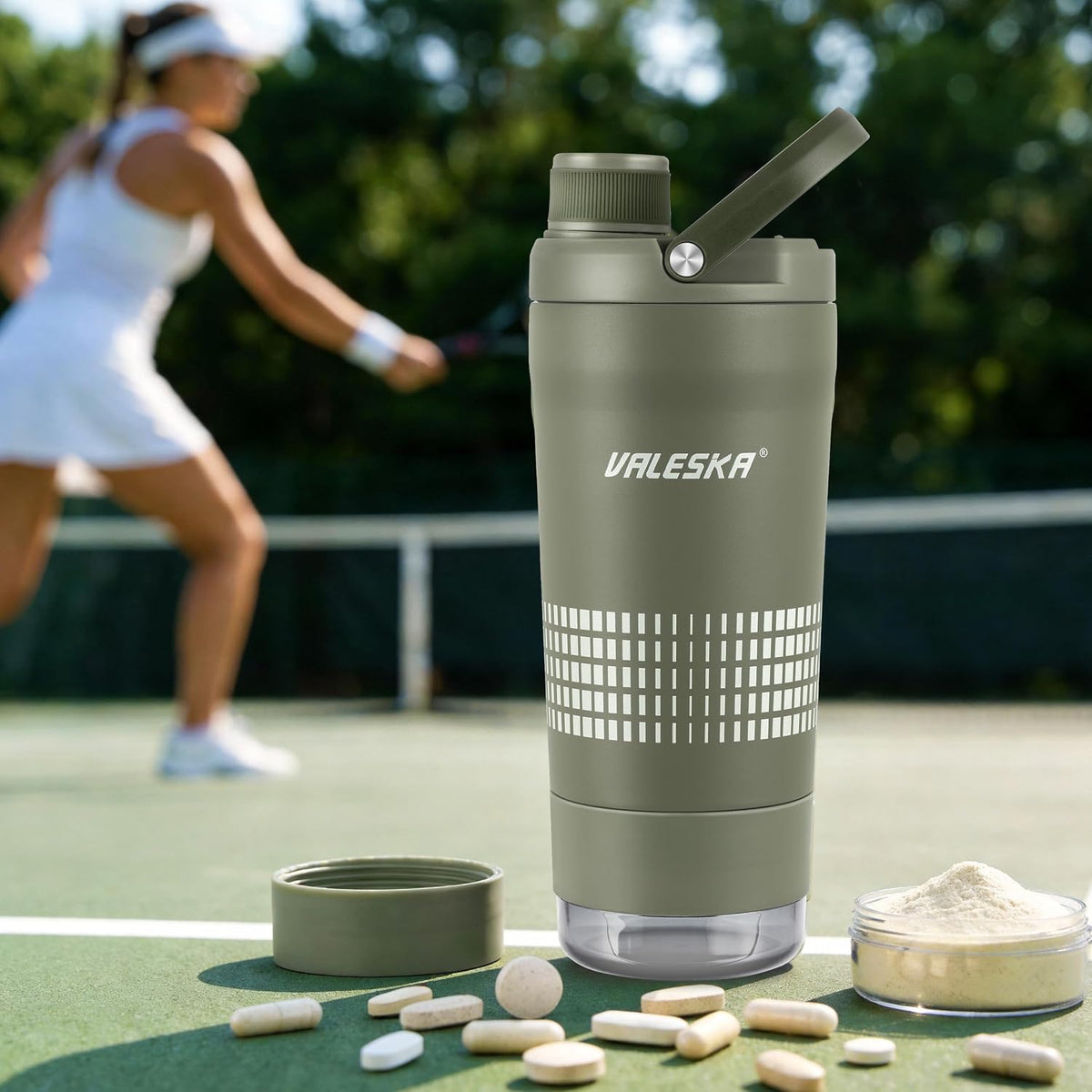 Protein Shaker Bottle | 20oz Insulated Stainless Steel Protein Shaker, BPA Free, Leak Proof, Dishwasher Safe, Perfect for Protein Shakes and Pre Workout | Green