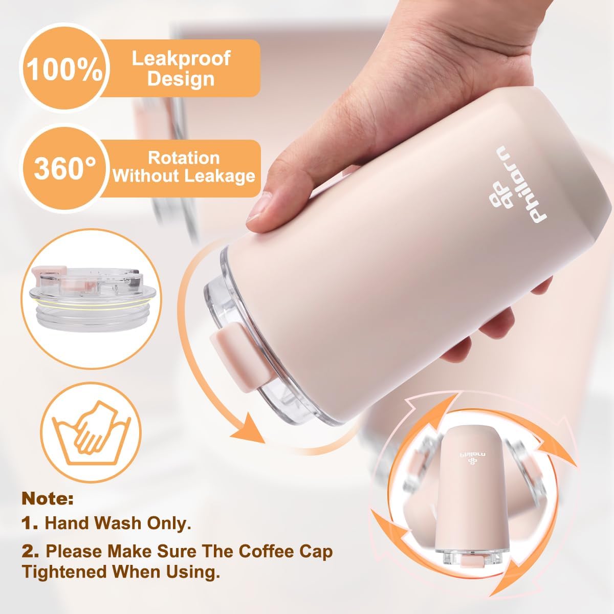 Pink Coffee Tumbler - 12 OZ Insulated Coffee Mug With Lid | Leak Proof Thermo Cup for Hot and Iced Drinks, Stainless Steel Vacuum Pink Cup with Double Wall