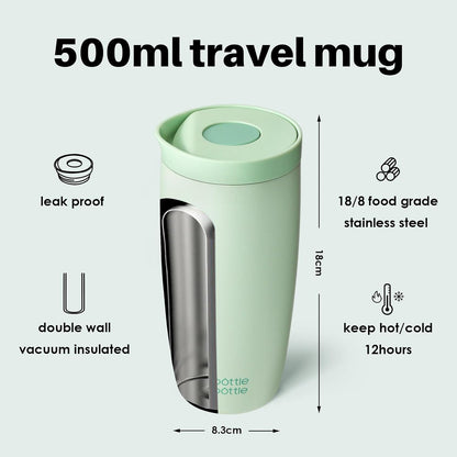 BOTTLE BOTTLE Insulated Coffee Tumbler with Push Button Lid 16oz(Green)