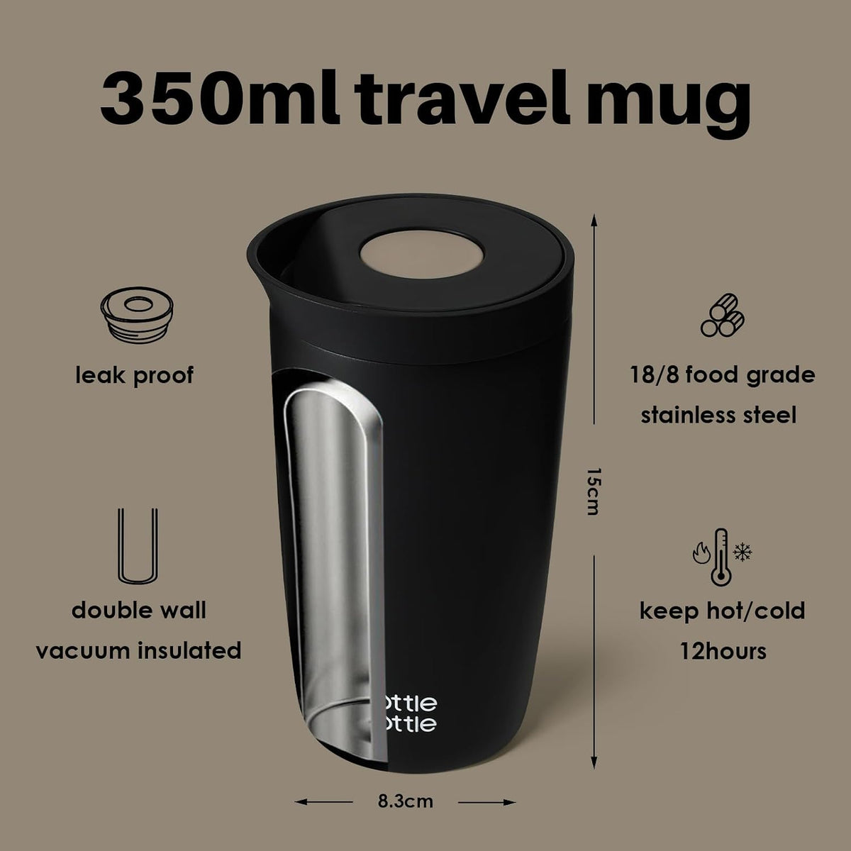 BOTTLE BOTTLE Insulated Coffee Tumbler with Push Button Lid 16oz(Green)
