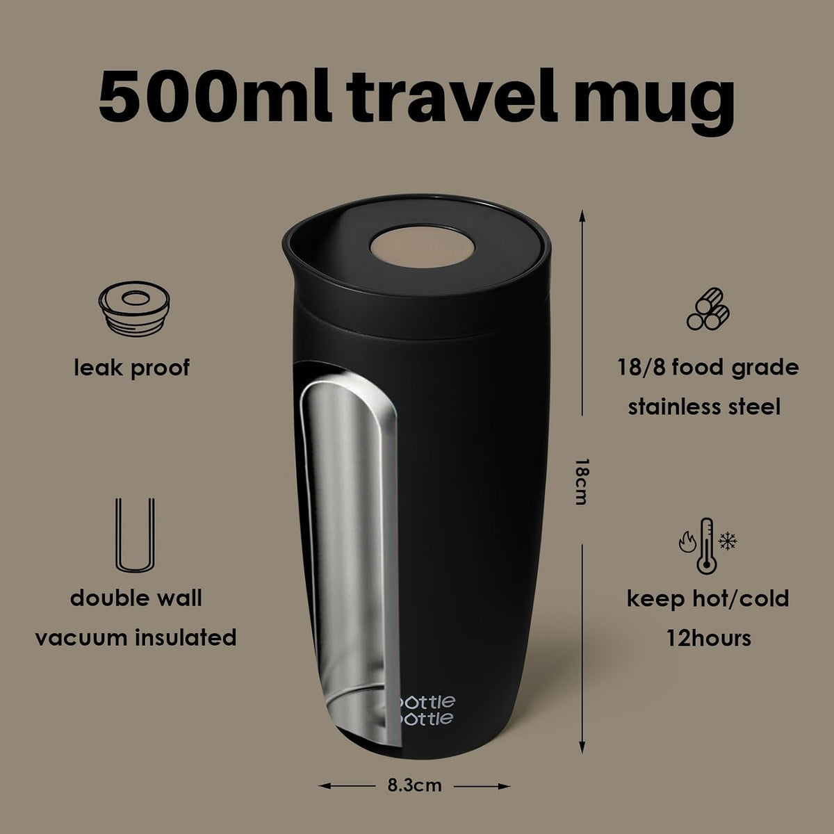 BOTTLE BOTTLE Insulated Coffee Tumbler with Push Button Lid 16oz(Green)