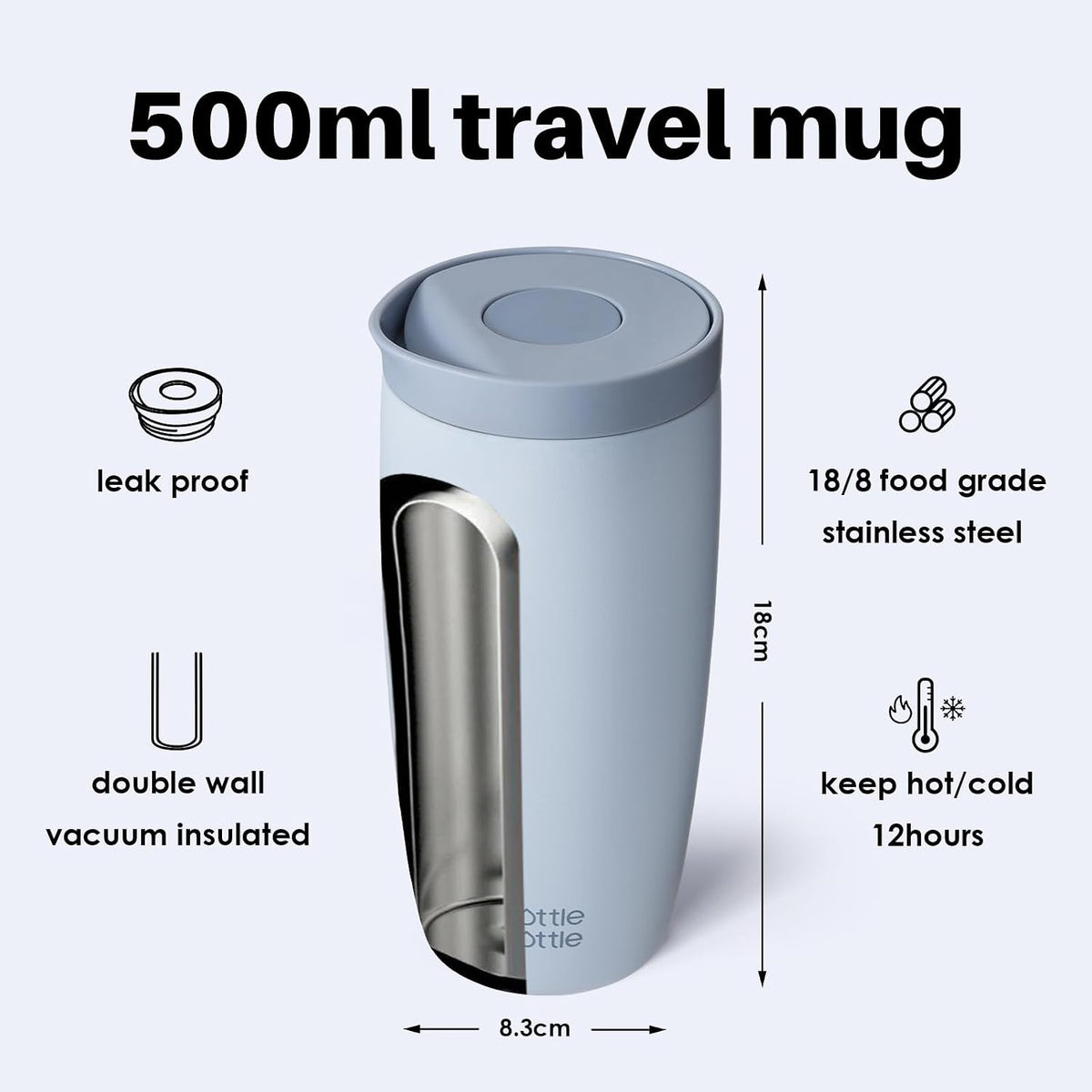 BOTTLE BOTTLE Insulated Coffee Tumbler with Push Button Lid 16oz(Green)