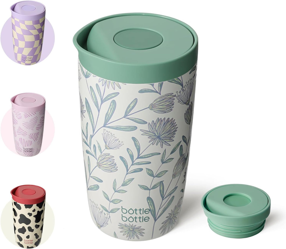 BOTTLE BOTTLE Insulated Coffee Tumbler with Push Button Lid 16oz(Green)
