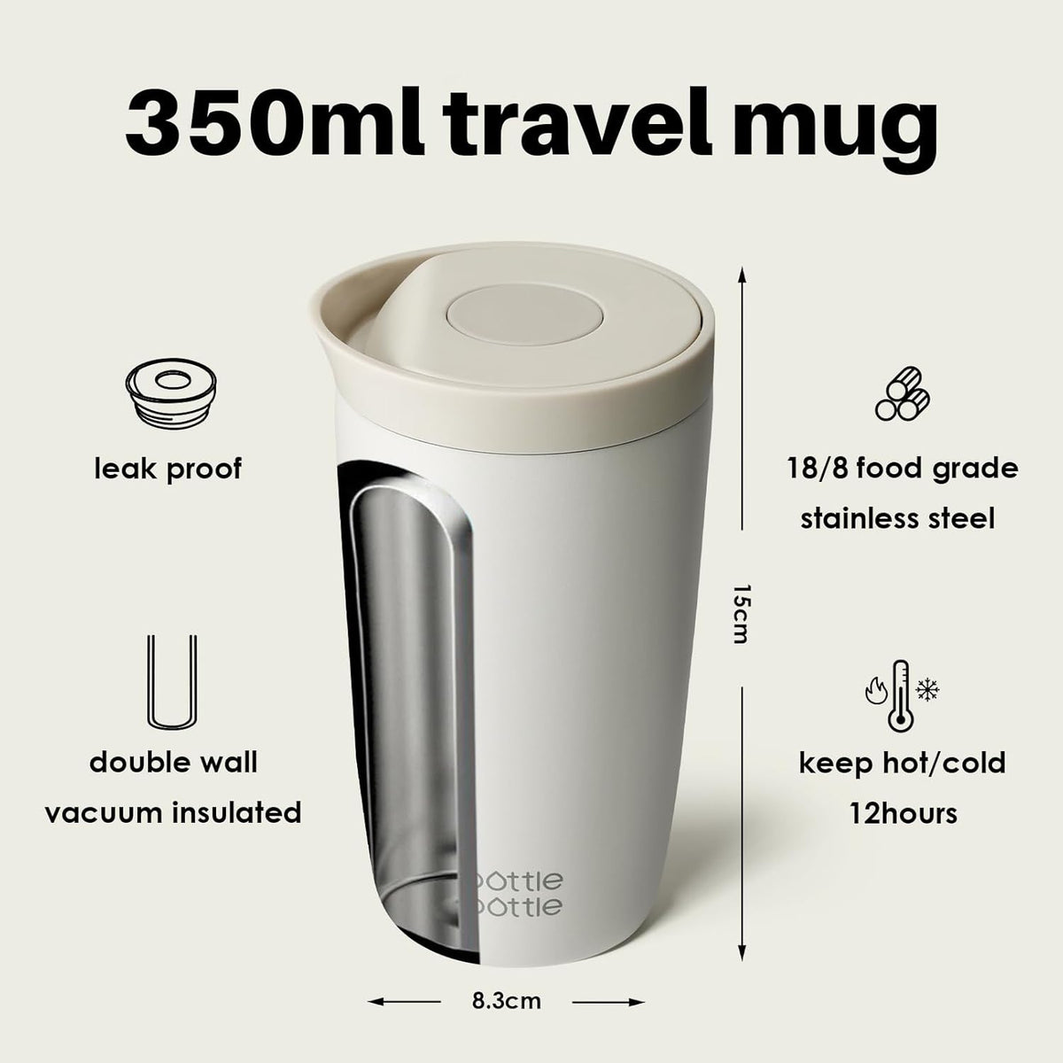 BOTTLE BOTTLE Insulated Coffee Tumbler with Push Button Lid 16oz(Green)