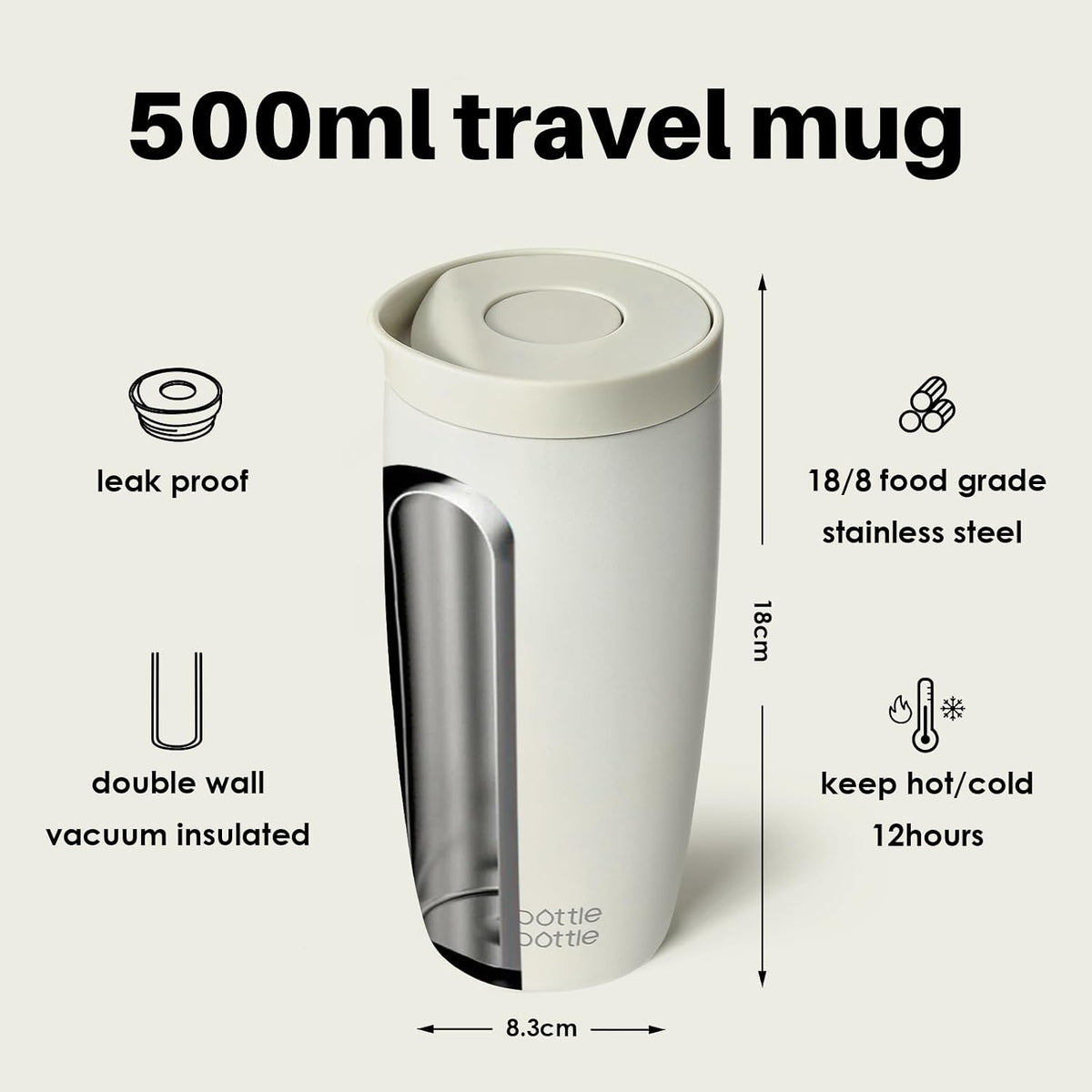 BOTTLE BOTTLE Insulated Coffee Tumbler with Push Button Lid 16oz(Green)