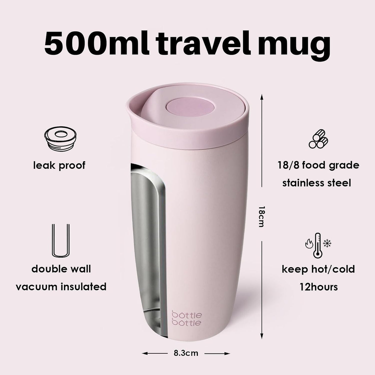 BOTTLE BOTTLE Insulated Coffee Tumbler with Push Button Lid 16oz(Green)