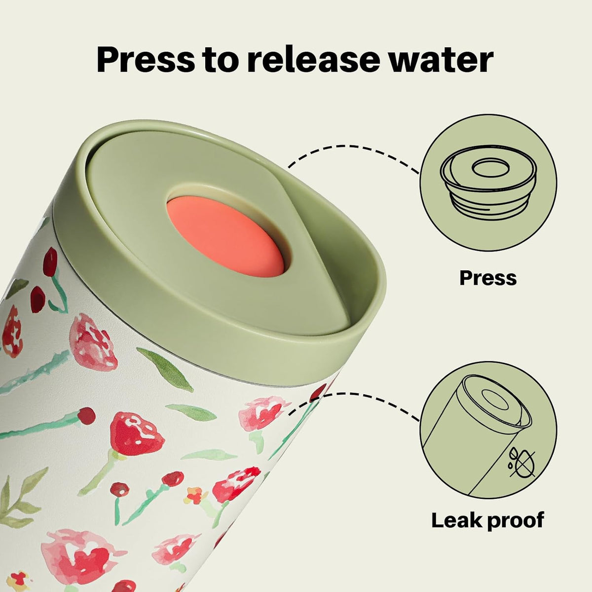 BOTTLE BOTTLE Insulated Coffee Tumbler with Push Button Lid 16oz(Green)