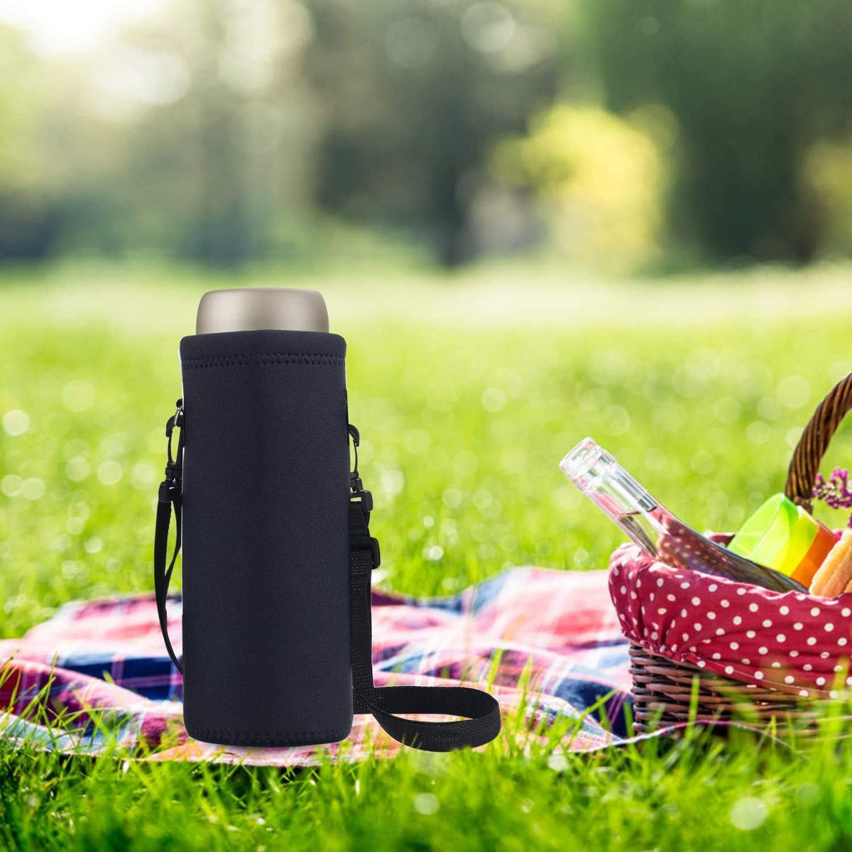 Water Bottle Sling Bag Carrier Crossbody Sleeve,Insulated Neoprene Bottle Case Holder Pouch Cover 500ML/17oz with Shoulder Strap for Walking Women Men