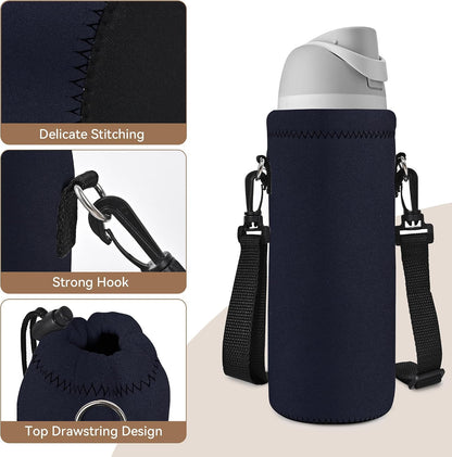 Water Bottle Sling Bag Carrier Crossbody Sleeve,Insulated Neoprene Bottle Case Holder Pouch Cover 500ML/17oz with Shoulder Strap for Walking Women Men