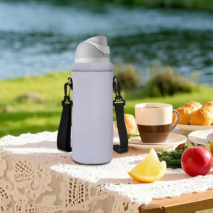 Water Bottle Sling Bag Carrier Crossbody Sleeve,Insulated Neoprene Bottle Case Holder Pouch Cover 500ML/17oz with Shoulder Strap for Walking Women Men