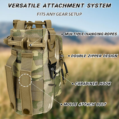 Water Bottle Holder with Strap - Tactical Insulated Water Bottle Sleeve with MOLLE System Water Bottle Cover Cross-Body Pouch for Walking Hiking Camping Gym 32oz&40oz