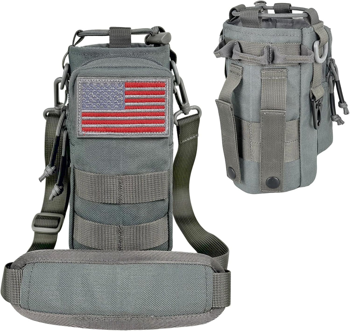 Water Bottle Holder with Strap - Tactical Insulated Water Bottle Sleeve with MOLLE System Water Bottle Cover Cross-Body Pouch for Walking Hiking Camping Gym 32oz&40oz