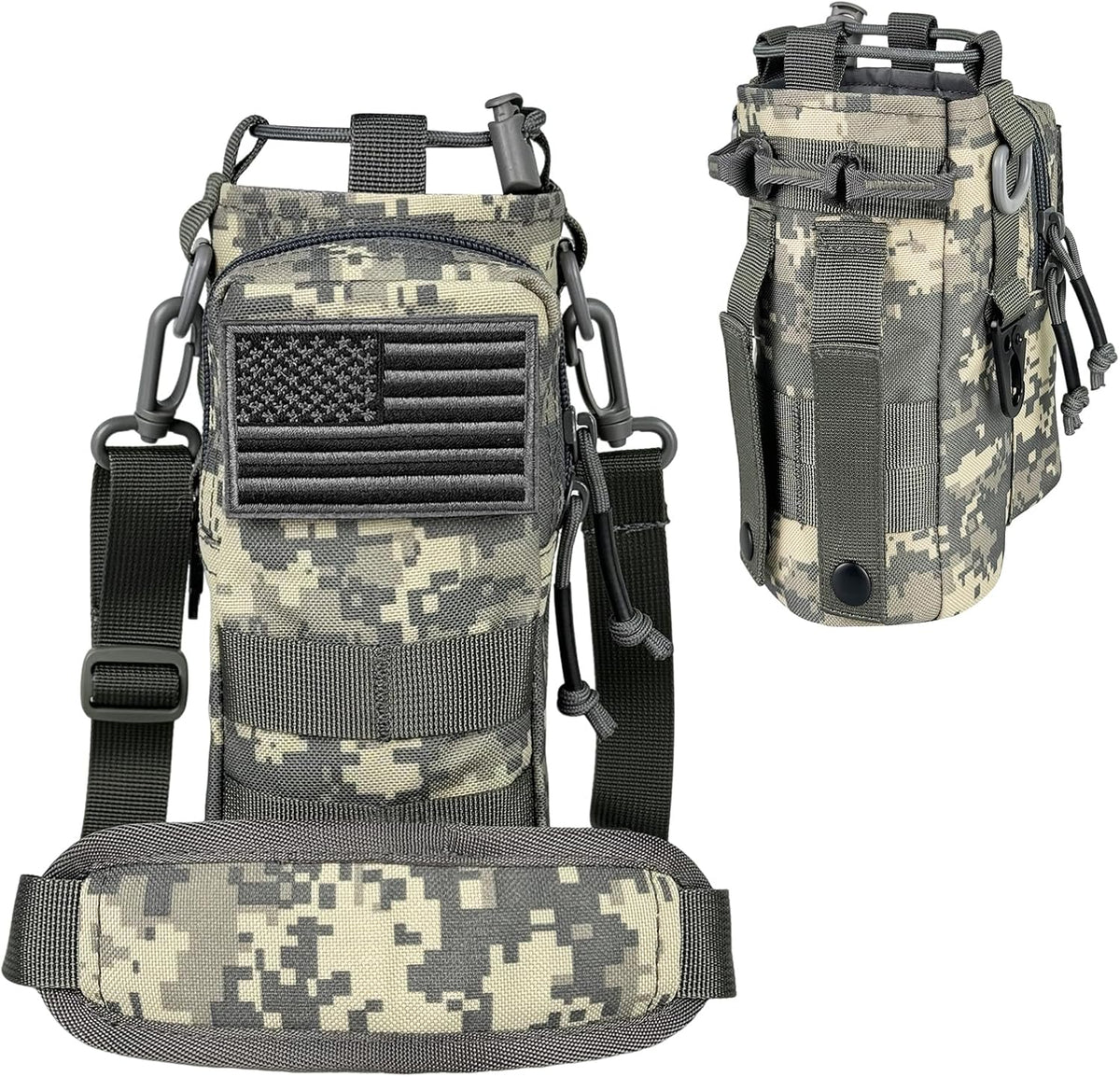 Water Bottle Holder with Strap - Tactical Insulated Water Bottle Sleeve with MOLLE System Water Bottle Cover Cross-Body Pouch for Walking Hiking Camping Gym 32oz&40oz