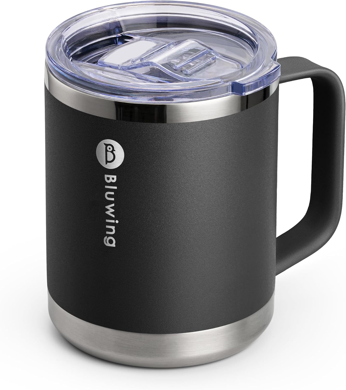 Insulated Coffee Mug with Lid, 12 oz Travel Coffee mug with handle Double Wall Stainless Steel Travel Tumbler Cup, Spill Proof (Purple)